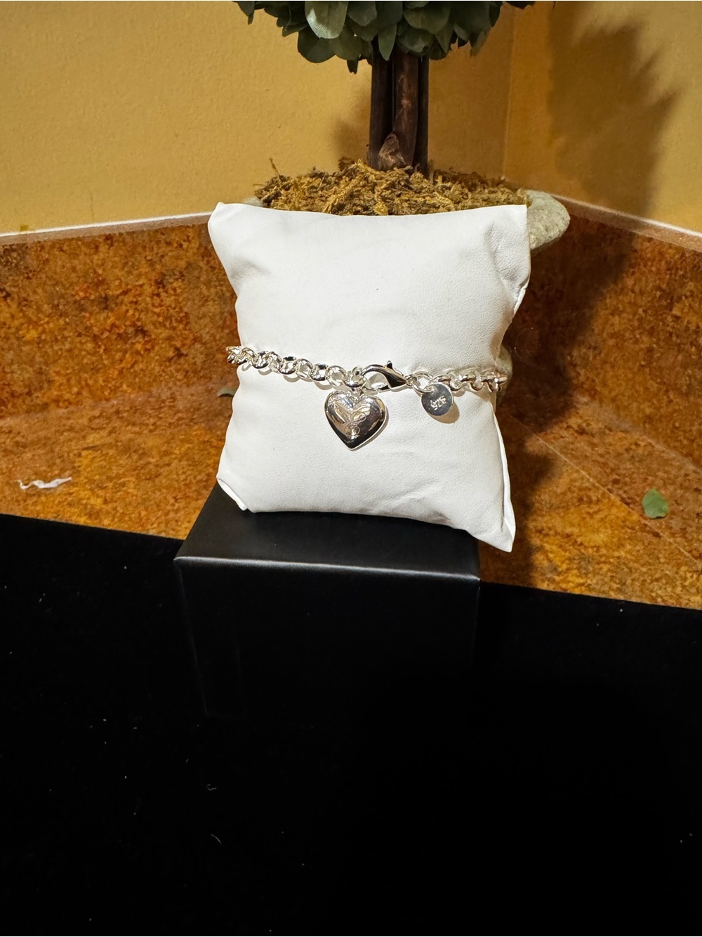 Sterling Silver Tiffany Style Puffy Heart bracelet